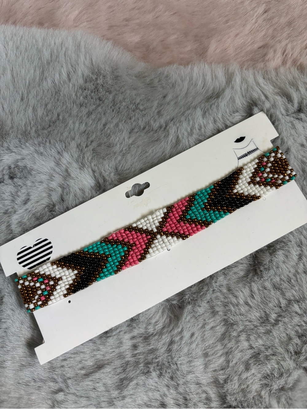 Beaded geometric colorful choker necklace